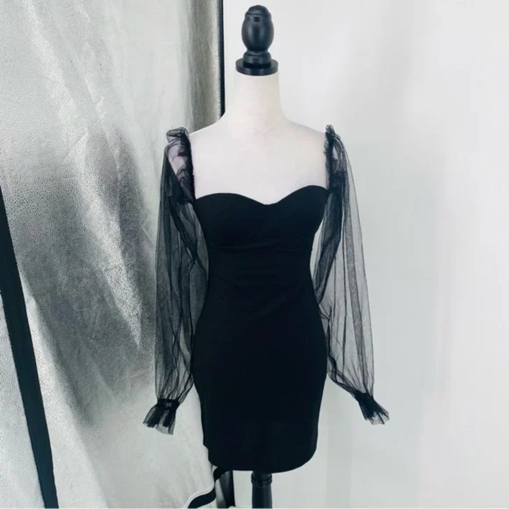 Black Long Sleeve Bustier Bodycon Mini Dress - Picture 8 of 13